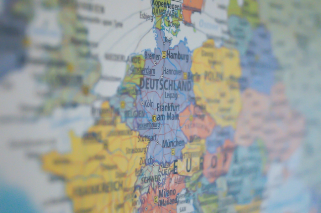 Closeup Europe geography map
