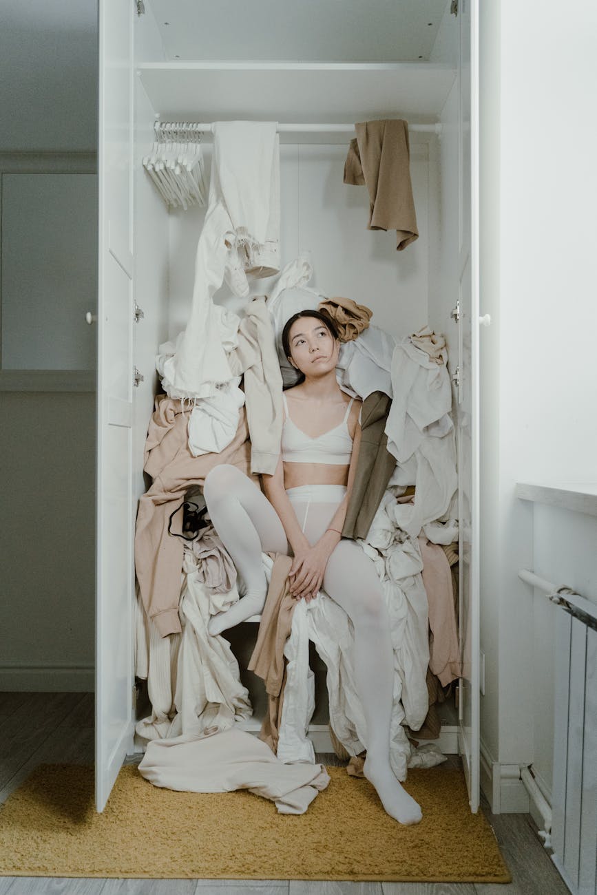 woman inside a closet