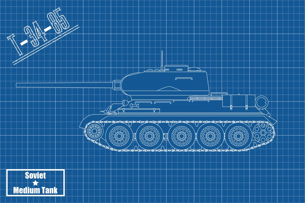 Military tank blueprint, vehicle illustration